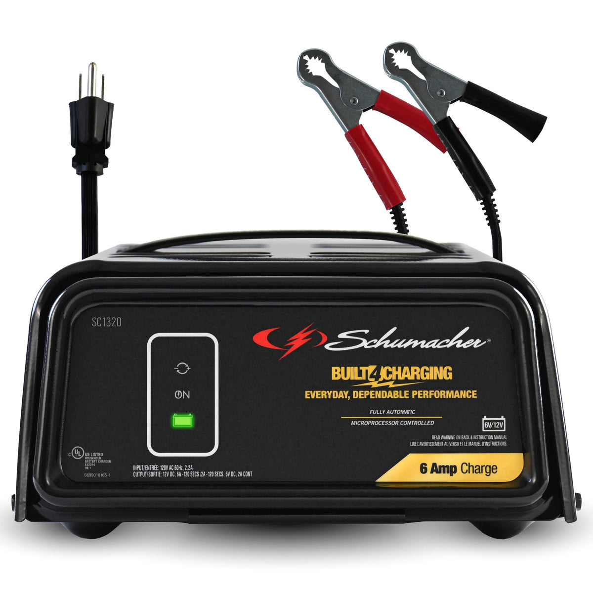 Schumacher Electric 6A Car Battery Charger and Maintainer, 3-in-1 Solution, 6V/12V Sport, Auto, and Marine Batteries, SC1320