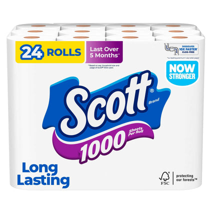Scott 1000 1-Ply Toilet Paper, 36 Rolls, 1,000 Sheets per Roll