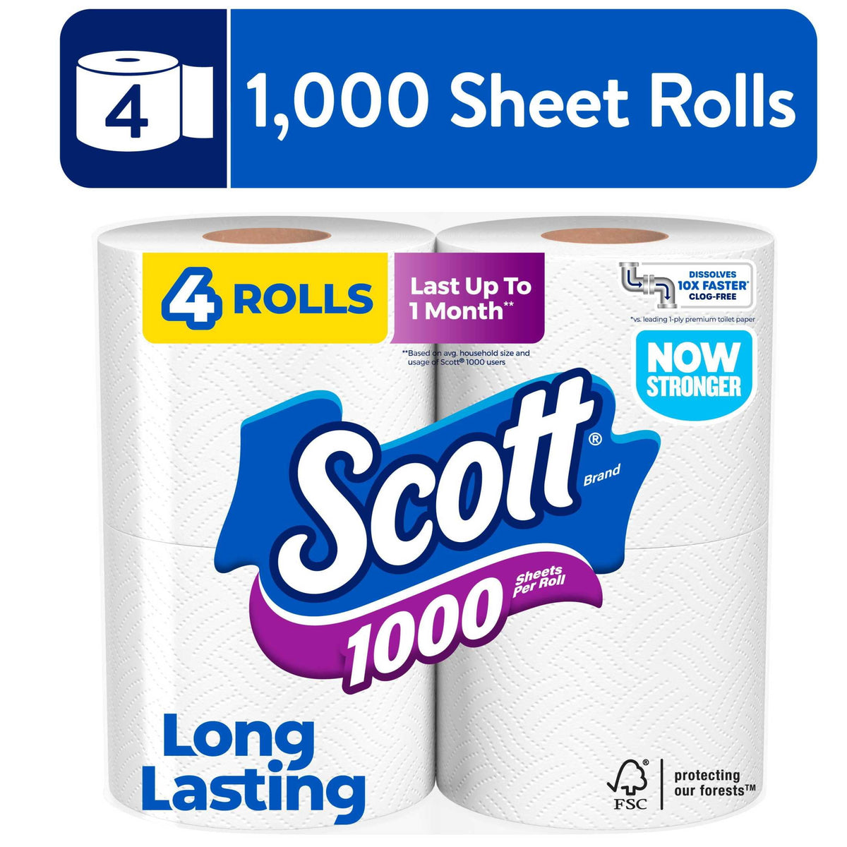 Scott 1000 1-Ply Toilet Paper, 36 Rolls, 1,000 Sheets per Roll