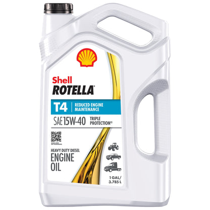 (2 pack) Shell Rotella T4 Triple Protection 15W-40 Diesel Engine Oil, 1 Gallon