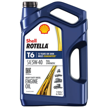 Shell Rotella T6 Full Synthetic 5W-40 Diesel Engine Oil, 1 Gallon