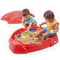 Simplay3 Coastal Crab Portable Plastic Sandbox with Cover, Hot Tamale Red