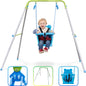Sportspower Indoor/Outdoor My First Toddler Metal Swing with Safety Harness, Foldable Frame