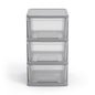Starplast 3-Drawer Organization Tower Wide Storage Cart, Silver Plastic