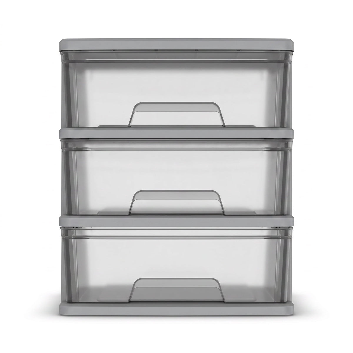 Starplast 3-Drawer Organization Tower Wide Storage Cart, Silver Plastic