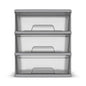 Starplast 3-Drawer Organization Tower Wide Storage Cart, Silver Plastic