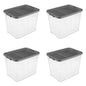 Sterilite Extra Large Stackable Storage Bin, 108 Quart Durable Clear Plastic Storage Container with Latch Lid, Dark Gray, 4 Pack