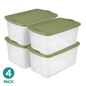 Sterilite Extra Large EZ Carry Storage Bin, 120 Quart Clear Plastic Storage Container with Full-Grip Handles, Green, 4 Pack
