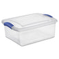 Sterilite Small Latching Storage Bin, 15 Quart Clear Plastic Storage Container with Latch Lid, Blue, 10 Pack