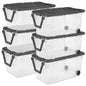 Sterilite Small Storage Bin, 30 Quart Clear Plastic Storage Container with Latch Lid, Dark Gray, Pack of 6