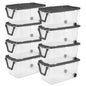 Sterilite Small Storage Bin, 30 Quart Clear Plastic Storage Container with Latch Lid, Dark Gray, Pack of 6