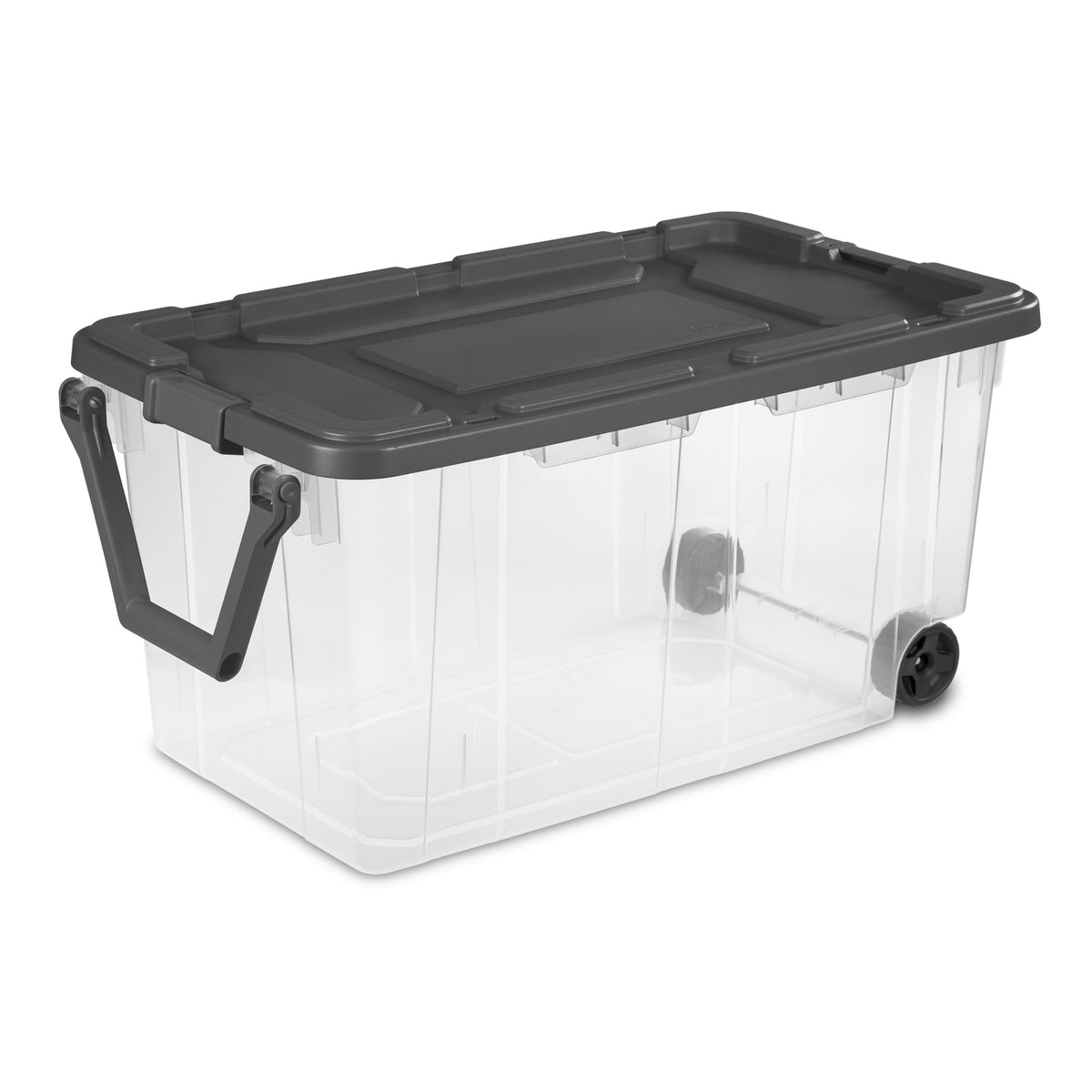 Sterilite Extra-Large Wheeled Rugged Storage Bin, 160 Quart Durable Clear Storage Container with Latching Lid and Pull Handle, Green, 2 Pack