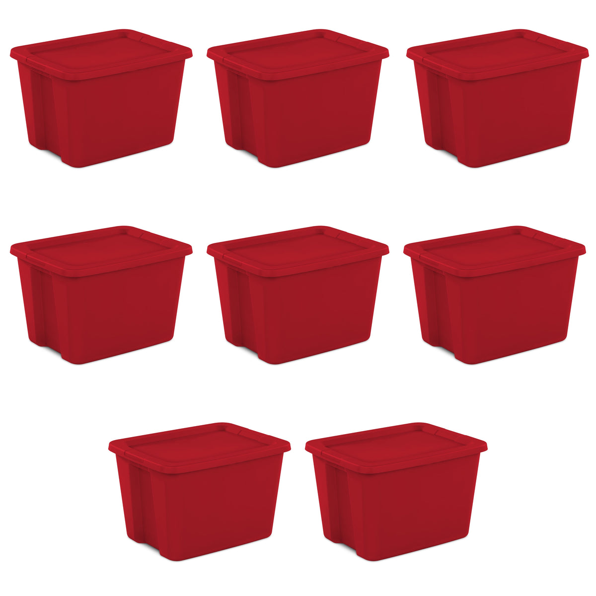 Sterilite Large Storage Bin, 18 Gallon Durable Plastic Storage Tote with Snap-On Lid, Gray, 8 pack