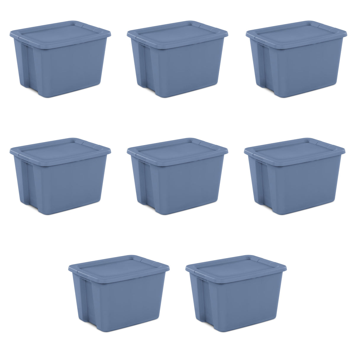 Sterilite Large Storage Bin, 18 Gallon Durable Plastic Storage Tote with Snap-On Lid, Gray, 8 pack
