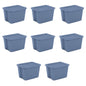 Sterilite Large Storage Bin, 18 Gallon Durable Plastic Storage Tote with Snap-On Lid, Gray, 8 pack
