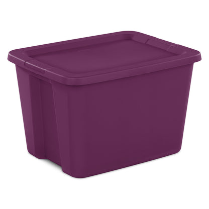 Sterilite Large Storage Bin, 18 Gallon Durable Plastic Storage Tote with Snap-On Lid, Gray, 8 pack