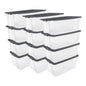 Sterilite Small Storage Bin, 30 Quart Clear Plastic Storage Container with Latch Lid, Dark Gray, Pack of 6
