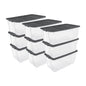 Sterilite Small Storage Bin, 30 Quart Clear Plastic Storage Container with Latch Lid, Dark Gray, Pack of 6