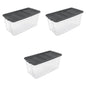 Sterilite Small Storage Bin, 30 Quart Clear Plastic Storage Container with Latch Lid, Dark Gray, Pack of 6