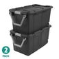 Sterilite Extra-Large Wheeled Industrial Storage Bin, 40 Gallon Durable Plastic Storage Tote with Latching Lid and Pull Handle, Black, 2 Pack