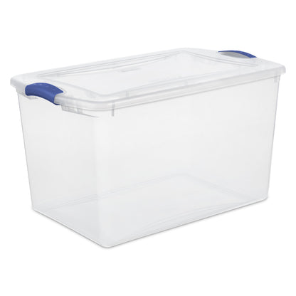 Sterilite Large Latching Storage Bin, 66 Quart Clear Plastic Storage Container with Latch Lid, Green Sage, 6 Pack