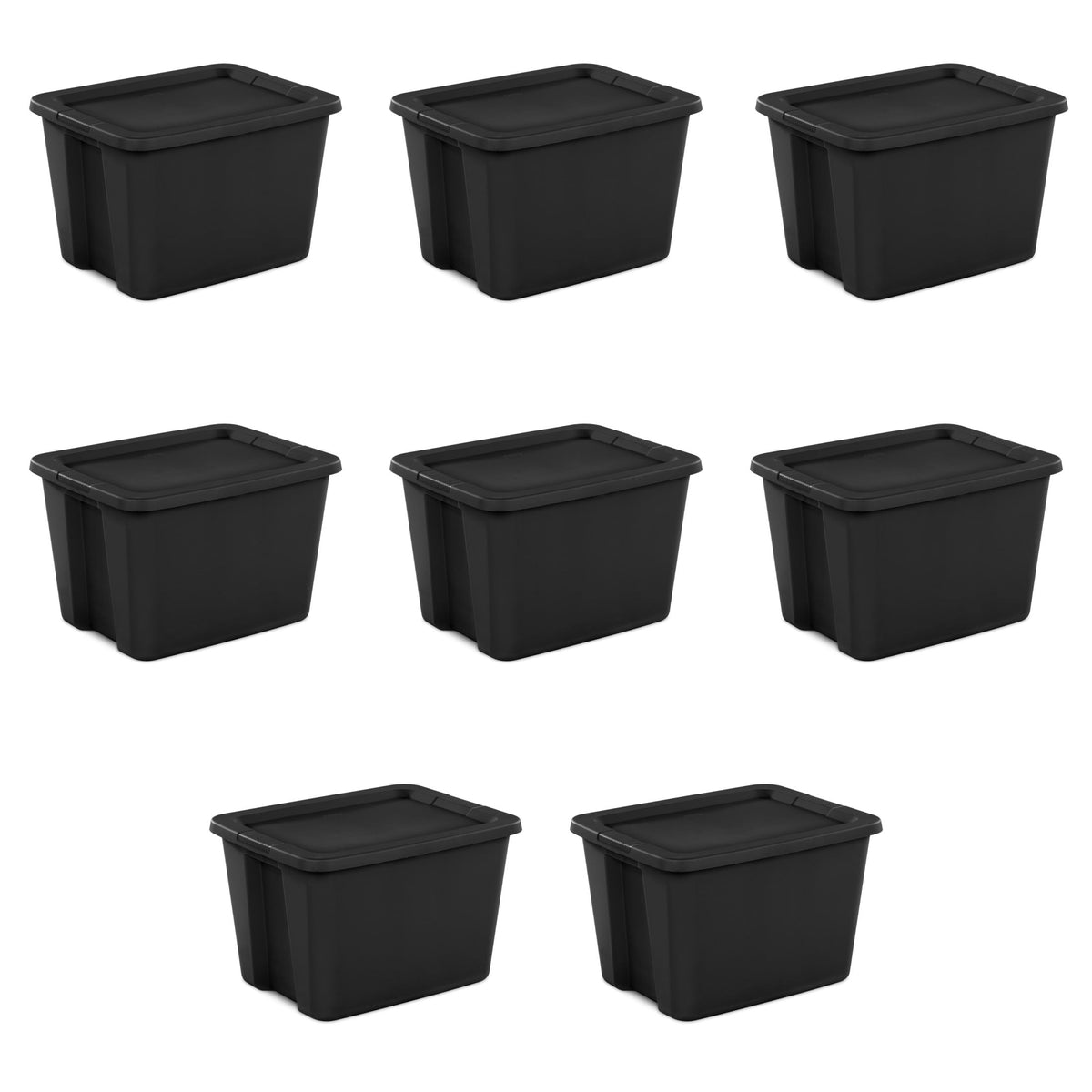 Sterilite Large Storage Bin, 18 Gallon Durable Plastic Storage Tote with Snap-On Lid, Gray, 8 pack