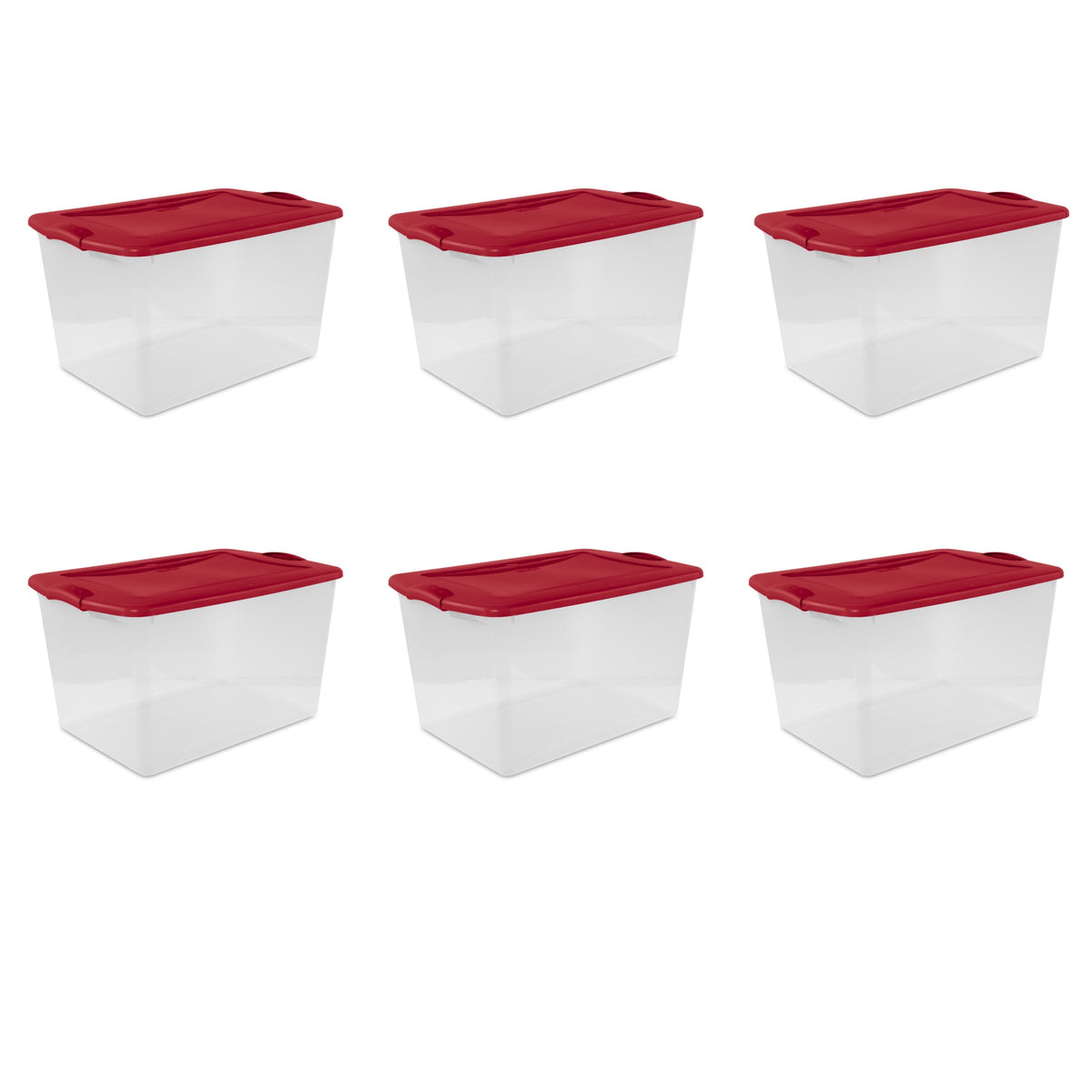 (4 pack) Sterilite 66 Quart Large Latching Storage Bin, Clear Plastic Storage Container with Latch Lid, Blue