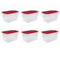 (4 pack) Sterilite 66 Quart Large Latching Storage Bin, Clear Plastic Storage Container with Latch Lid, Blue