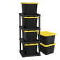 Sterilite Large Industrial Storage Tote, 27 Gallon Durable Clear Plastic Storage Bin with Snap-Fit Lid, Yellow, 4 Pack