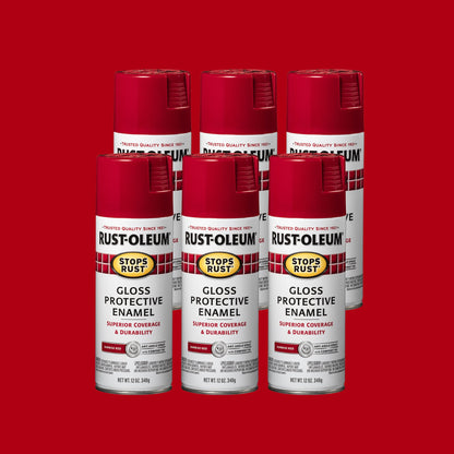 (6 pack) Orange, Rust-Oleum Stops Rust Protective Enamel Gloss Spray Paint-214084, 12 oz