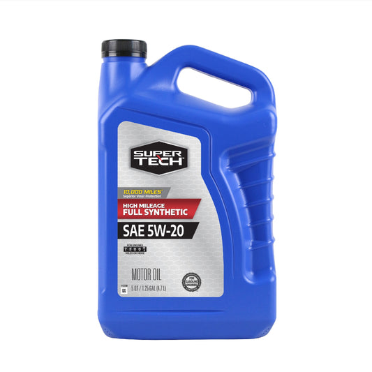 Super Tech High Mileage Full Synthetic SAE 5W-20 Motor Oil, 5 Quarts