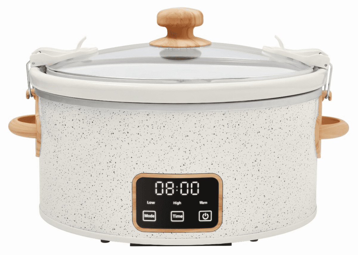 The Pioneer Woman 6-Quart Portable Linen Speckle Slow Cooker