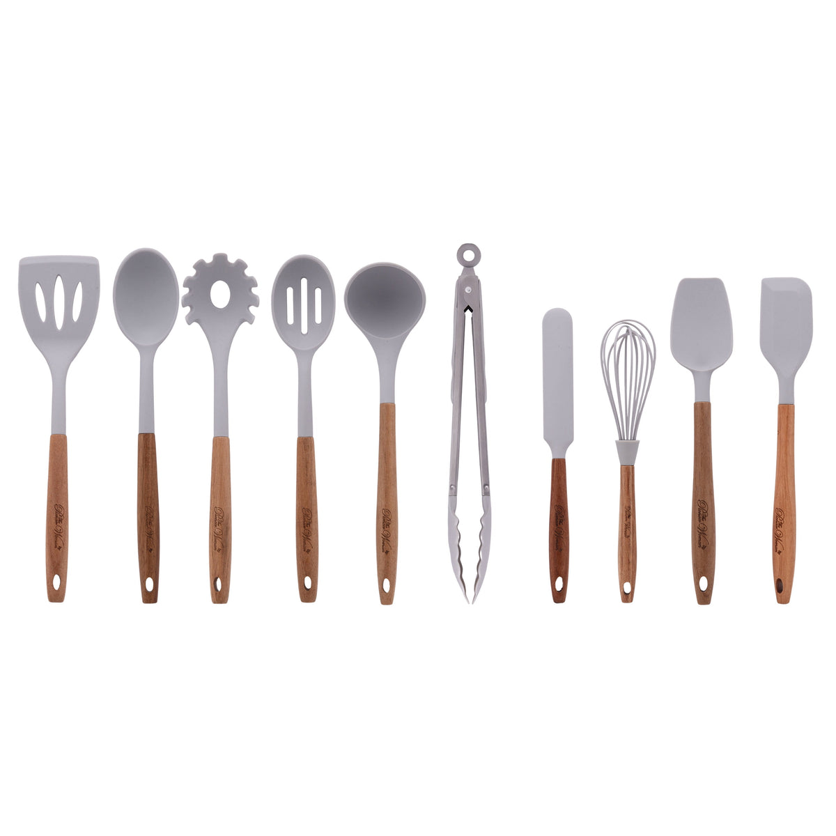 The Pioneer Woman 10-Piece Silicone Kitchen Utensil Set with Acacia Wood Handles, Red