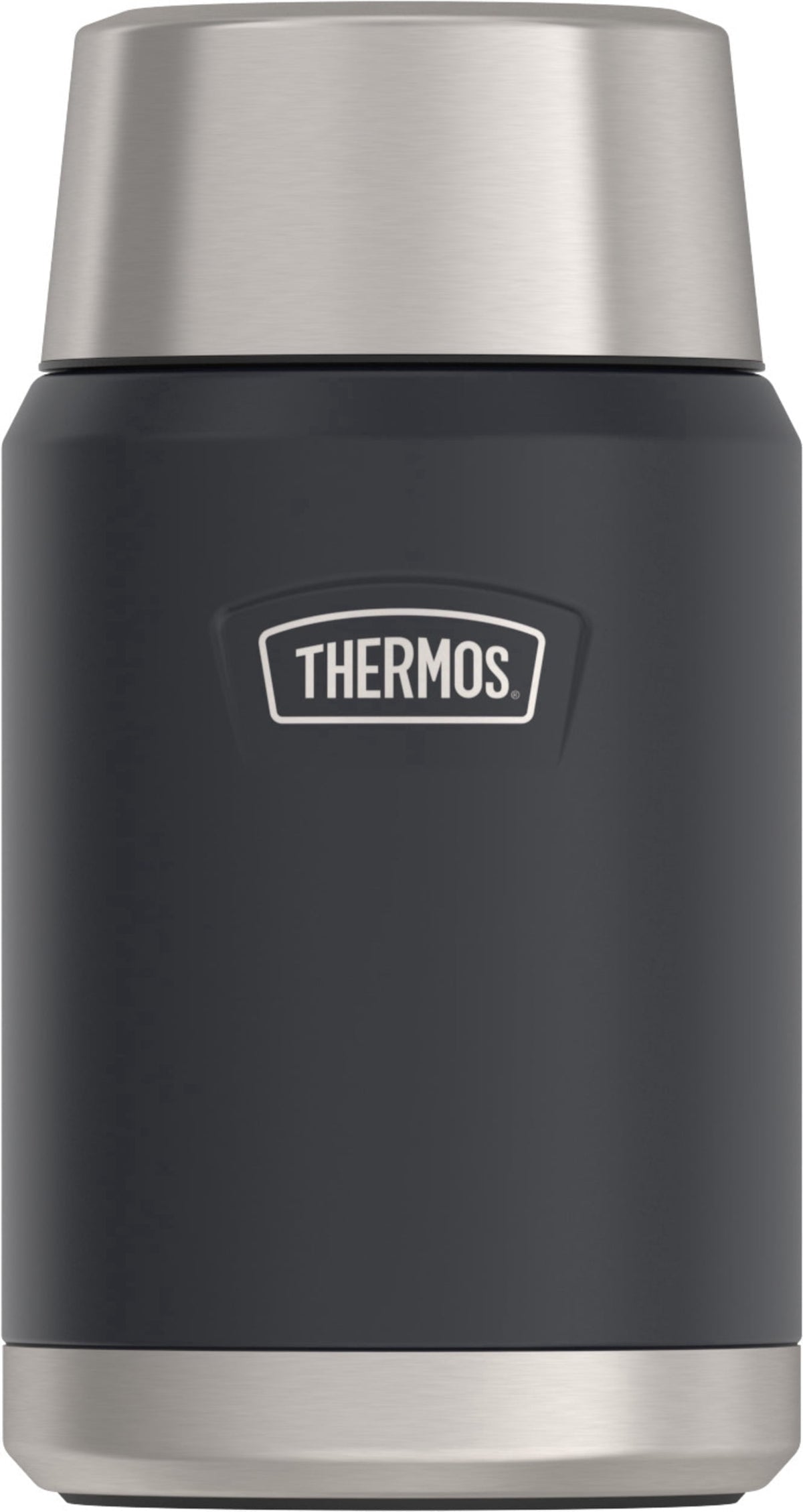Thermos Vacuum Insulated Food Jar w/ Folding Spoon, 24oz, Matte Stainless, Well Suited to Hot or Cold Meals Away from Home, Made for Portable Food Storage