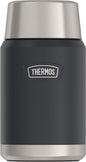Thermos Vacuum Insulated Food Jar w/ Folding Spoon, 24oz, Matte Stainless, Well Suited to Hot or Cold Meals Away from Home, Made for Portable Food Storage