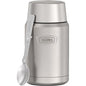 Thermos Vacuum Insulated Food Jar w/ Folding Spoon, 24oz, Matte Stainless, Well Suited to Hot or Cold Meals Away from Home, Made for Portable Food Storage