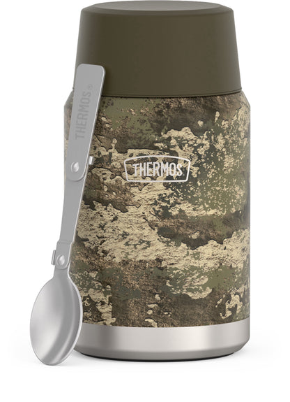 Thermos Vacuum Insulated Food Jar w/ Folding Spoon, 24oz, Matte Stainless, Well Suited to Hot or Cold Meals Away from Home, Made for Portable Food Storage