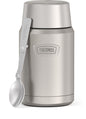 Thermos Vacuum Insulated Food Jar w/ Folding Spoon, 24oz, Matte Stainless, Well Suited to Hot or Cold Meals Away from Home, Made for Portable Food Storage