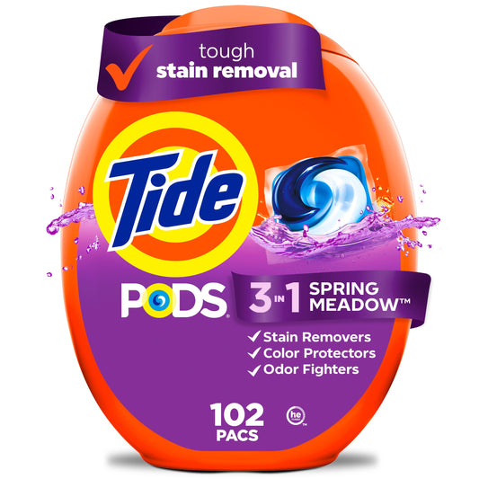 Tide PODS Laundry Detergent Soap Pacs, Spring Meadow Scent, 102 Count