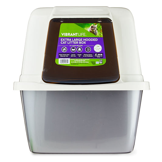 Vibrant Life Extra-Large Hooded Enclosed Cat Litter Box, White