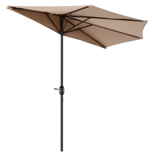 Villacera 9FT Outdoor Half Patio Umbrella - Balcony Furniture, Beige