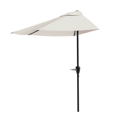 Pure Garden 9ft Half Umbrella for Balcony, Porch, or Deck, Blue
