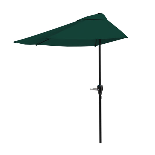 Pure Garden 9ft Half Umbrella for Balcony, Porch, or Deck, Hunter Green