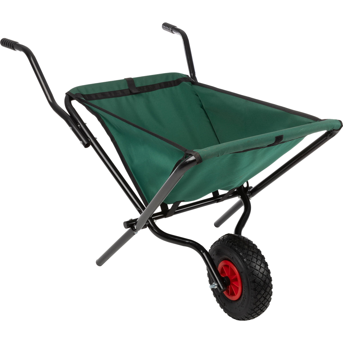 Pure Garden Folding Wheelbarrow with 80lb Capacity and Storage Pouches