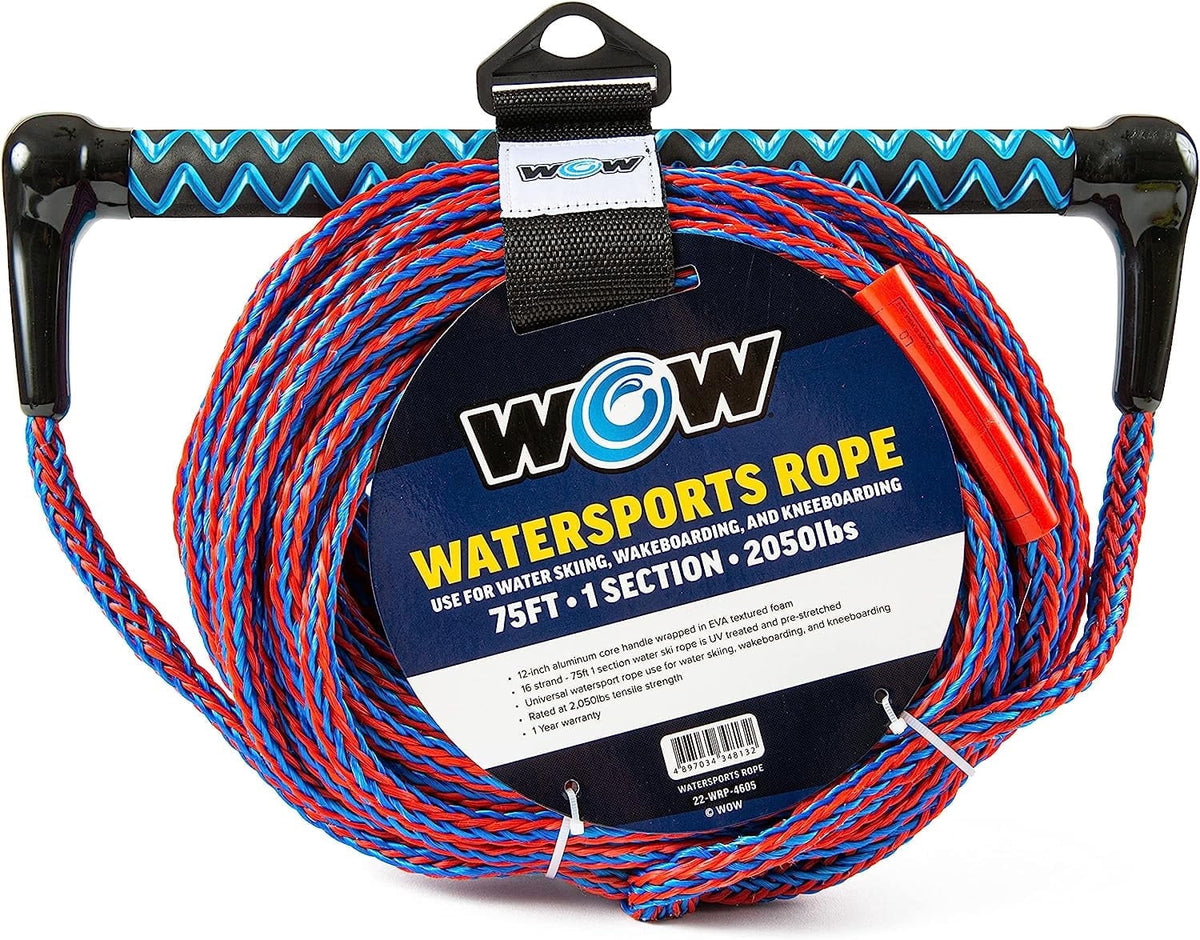 WOW Sports 70' Tow Rope for Wakeboard and Watersports, 70' Rope with Trick Handle, 1 Pack