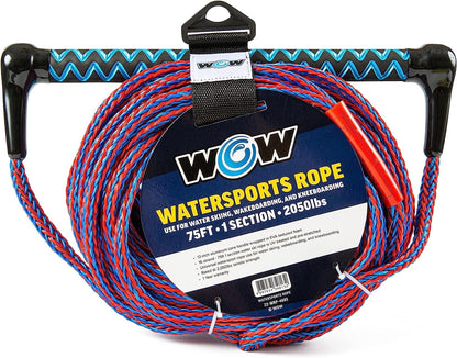 WOW Sports 70' Tow Rope for Wakeboard and Watersports, 70' Rope with Trick Handle, 1 Pack