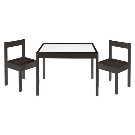 Mainstays Kids 3-Piece Dry Erase Activity Table and Chair Set for Learning, Drawing & Creative Play, Espresso