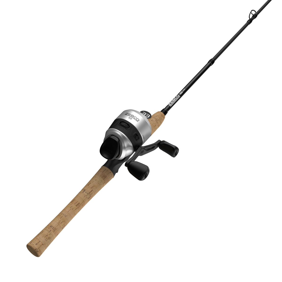 Zebco 33 Cork Handle Spincast Reel and IM6 Graphite Fishing Rod Combo, 6ft 6in 2-piece, Black