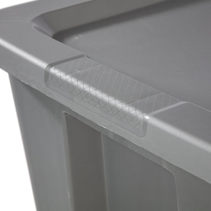 Sterilite Large Storage Bin, 18 Gallon Durable Plastic Storage Tote with Snap-On Lid, Gray, 8 pack