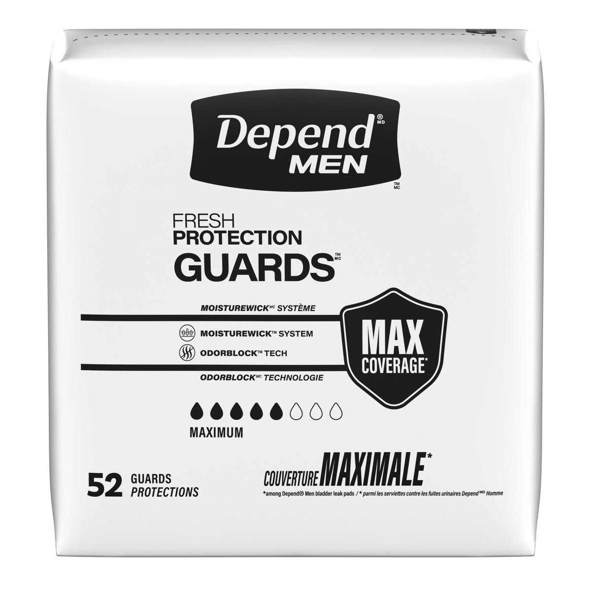 Depend Guards Incontinence Pads for Men, Maximum Absorbency, 104 Count